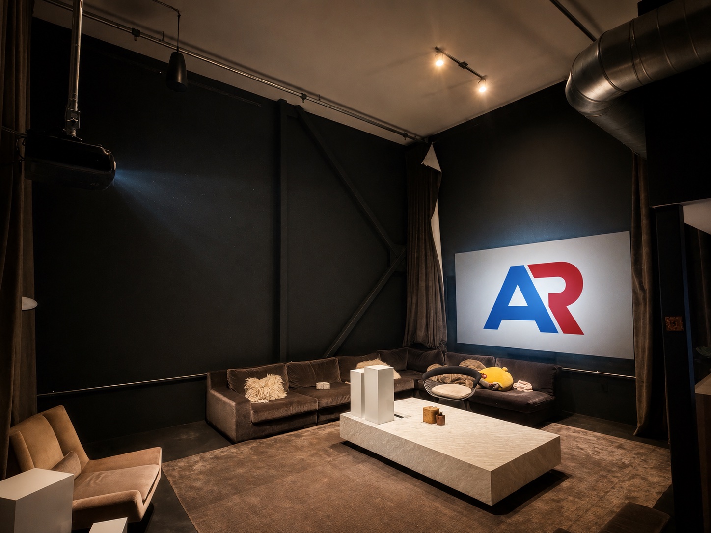 Wall-mounted smart home control panel in a dark hallway